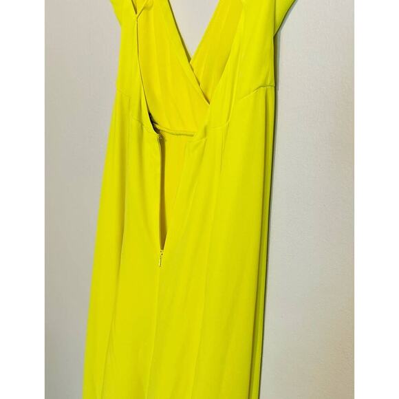 Jay Godfrey Neon Yellow Georgette Zipper Fully Lined High Slit Gown Dress Size 2 - Picture 7 of 13